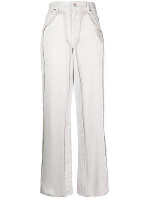 Blumarine high-waist satin-panelled jeans - Grey