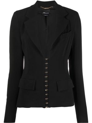 Blumarine hook-fastening V-neck blazer - Black