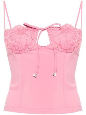 Blumarine lace-detail jersey top - Pink