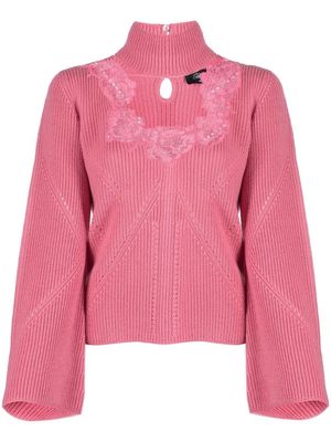 Blumarine lace-detail knitted top - Pink