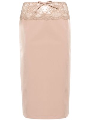 Blumarine lace-panel pencil skirt - Neutrals