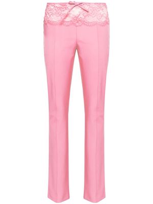 Blumarine lace-panel slim-fit trousers - Pink