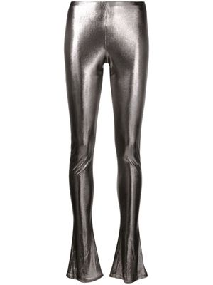 Blumarine laminated-finish high-waisted trousers - Grey