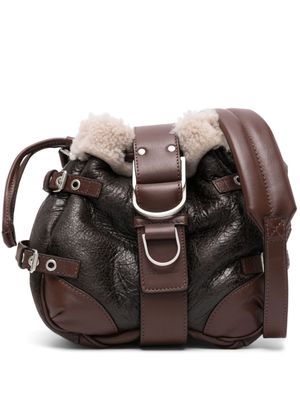 Blumarine leather faux shearling-lining backpack - Brown