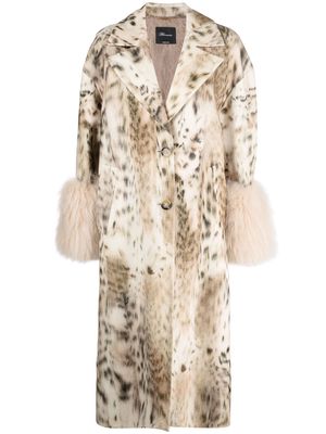 Blumarine leopard-print single-breasted coat - Neutrals