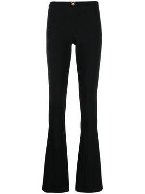 Blumarine logo-buckle flared trousers - Black
