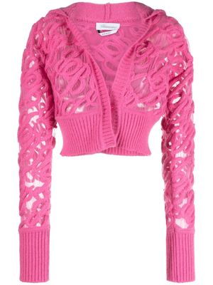 Blumarine logo crochet-knit cardigan - Pink