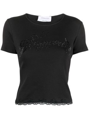 Blumarine logo-embellished stretch-cottonT-shirt - Black