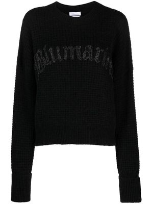 Blumarine logo-embroidered chunky-knit jumper - Black