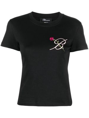 Blumarine logo-embroidered cotton T-shirt - Black