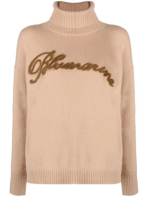 Blumarine logo-intarsia jumper - Neutrals