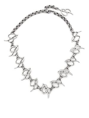 Blumarine logo-lettering polished-finish necklace - Silver