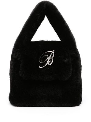 Blumarine logo-lettering textured-finish tote bag - Black