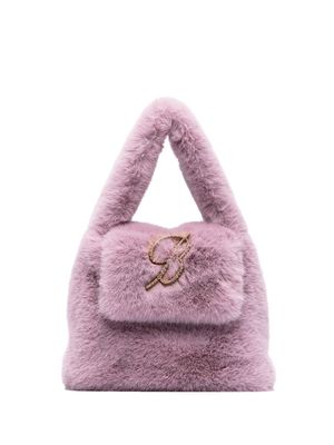 Blumarine logo-plaque eco-fur tote bag - Purple