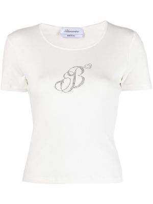 Blumarine logo print-embellished stretch-cotton T-shirt - White
