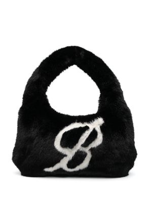Blumarine logo-print. faux-fur bag - Black