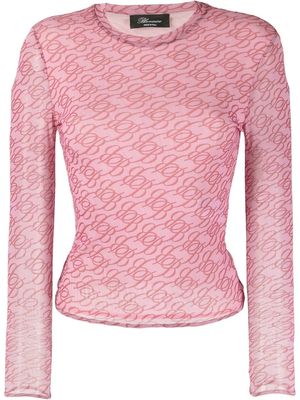 Blumarine logo-print knitted top - Pink