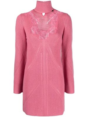 Blumarine long-sleeve knitted dress - N0729 BUBBLEGUM