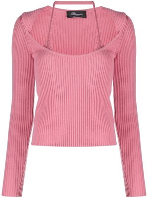 Blumarine long-sleeve ribbed-knit top - Pink