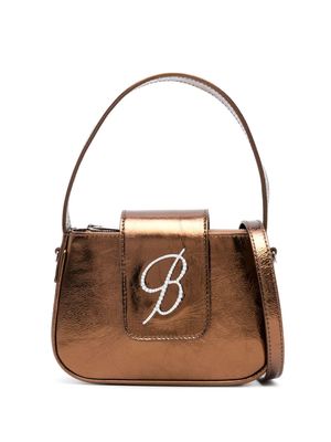 Blumarine metallic-finish leather tote bag - Brown