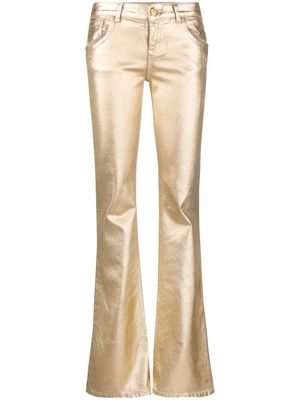 Blumarine metallic low-rise slim-fit jeans - Gold