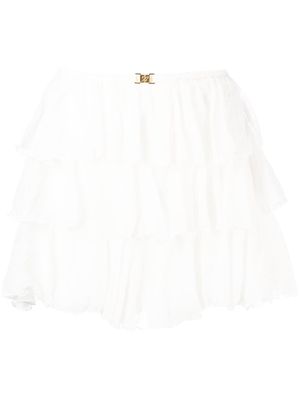 Blumarine mid-rise ruffled miniskirt - White