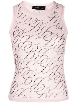 Blumarine monogram-print bead-embellished tank top - Pink