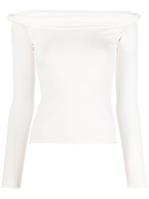 Blumarine off-shoulder fine-knit top - White