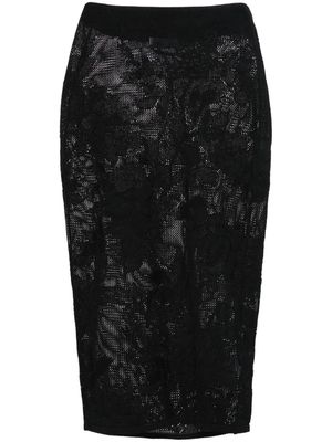 Blumarine open-knit midi skirt - Black