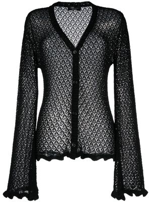 Blumarine open-knit V-neck cardigan - Black