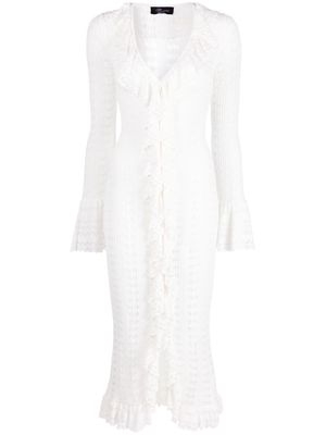 Blumarine open-knit V-neck dress - White