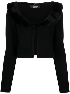 Blumarine oversized-collar cropped cardigan - Black
