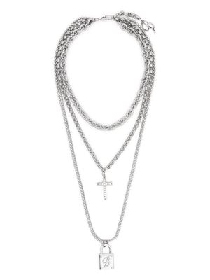 Blumarine padlock-detail crystal-embellished necklace - Silver