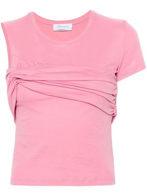 Blumarine panel-detail cotton T-shirt - Pink
