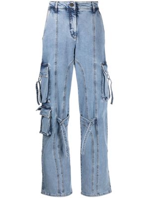 Blumarine panelled straight-leg cargo jeans - Blue