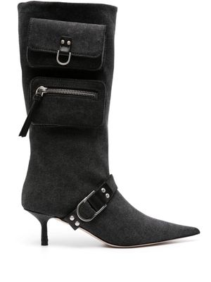 Blumarine patch-pocket leather boots - Black