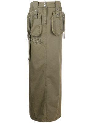 Blumarine patch-pockets cotton long skirt - Green