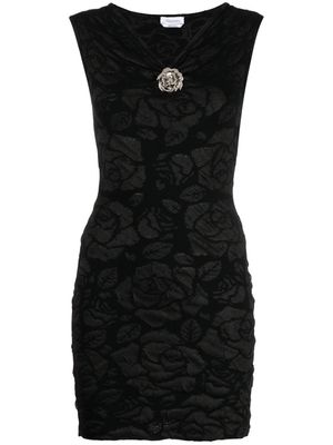 Blumarine patterned-jacquard V-neck dress - Black