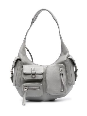 Blumarine pocket-embellished leather shoulder bag - Grey