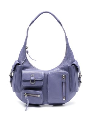 Blumarine pocket-embellished leather shoulder bag - Purple