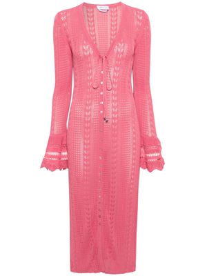 Blumarine pointelle-knit V-neck maxi dress - Pink