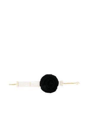 Blumarine pom-pom mother-of-pearl necklace - Black