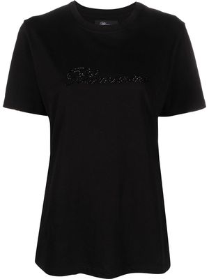 Blumarine rhinestone-logo cotton T-shirt - Black