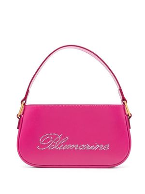 Blumarine rhinestone-logo leather shoulder bag - Pink