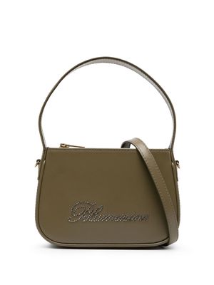 Blumarine rhinestone-logo leather tote bag - Green