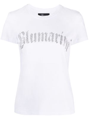 Blumarine rhinestone-logo T-shirt - White