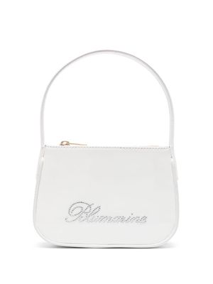 Blumarine rhinestoned leather shoulder bag - White