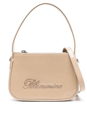 Blumarine rhinestoned leather tote bag - Neutrals