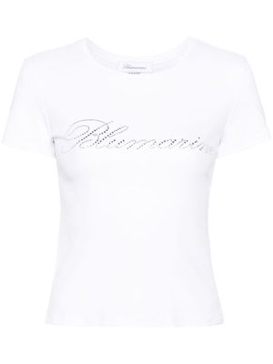 Blumarine rhinestoned-logo cotton T-shirt - White