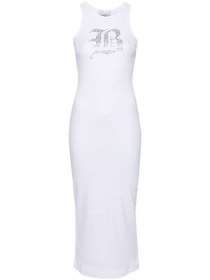 Blumarine rhinestoned ribbed maxi dress - White